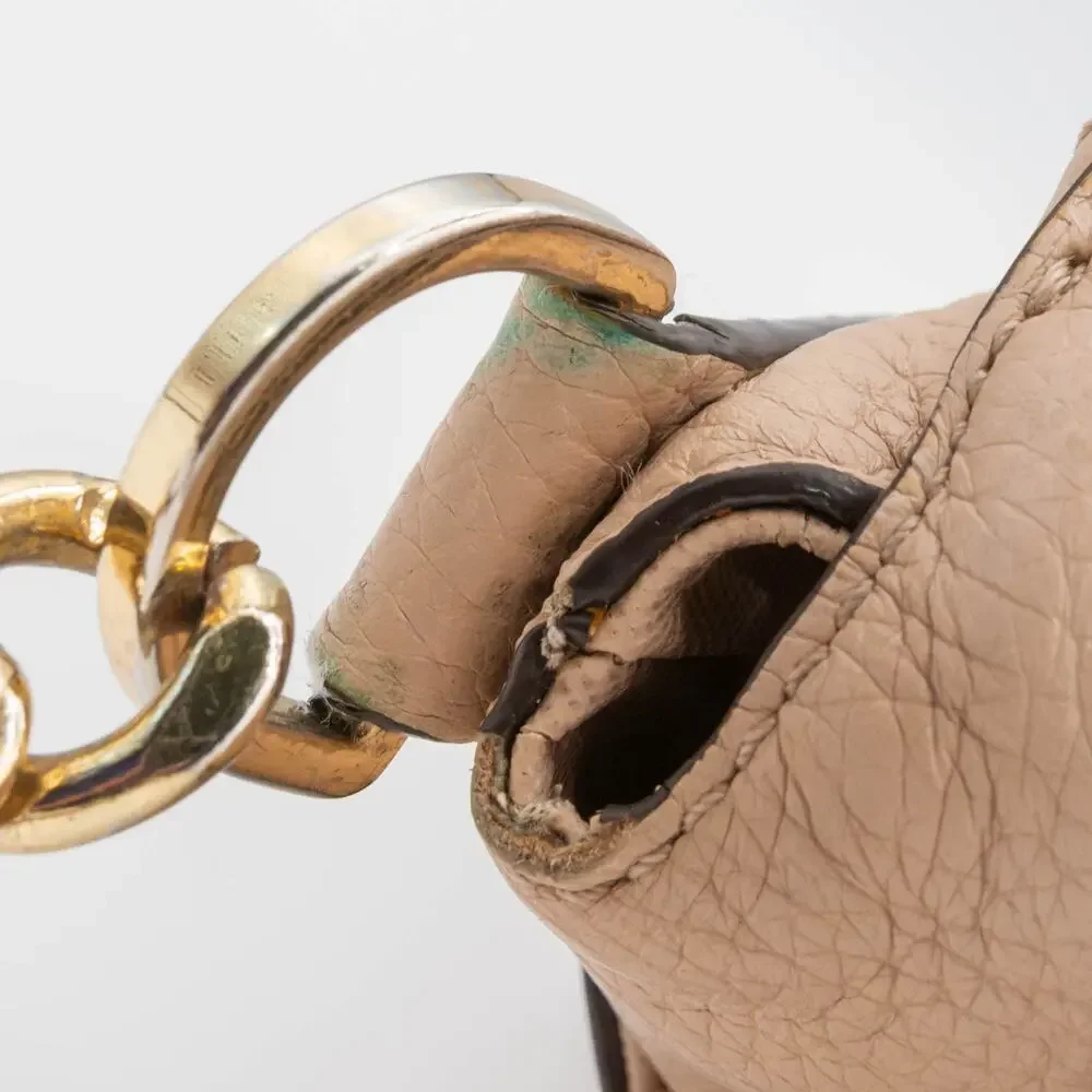 MICHAEL KORS Bedford Beige Leather Shoulder Bag Medium Handbag Tassel Gold